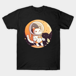 Cat Astronaut Floating in Space - Cat Lover T-Shirt